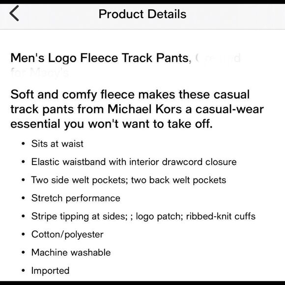 MICHAEL KORS Men's Logo Fleece JOGGERS M - Picture 9 of 14